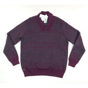 Lacoste Woolmark Mens Size 8 / 2XL Red Gray Wool Blend Cowl Neck Knit Sweater